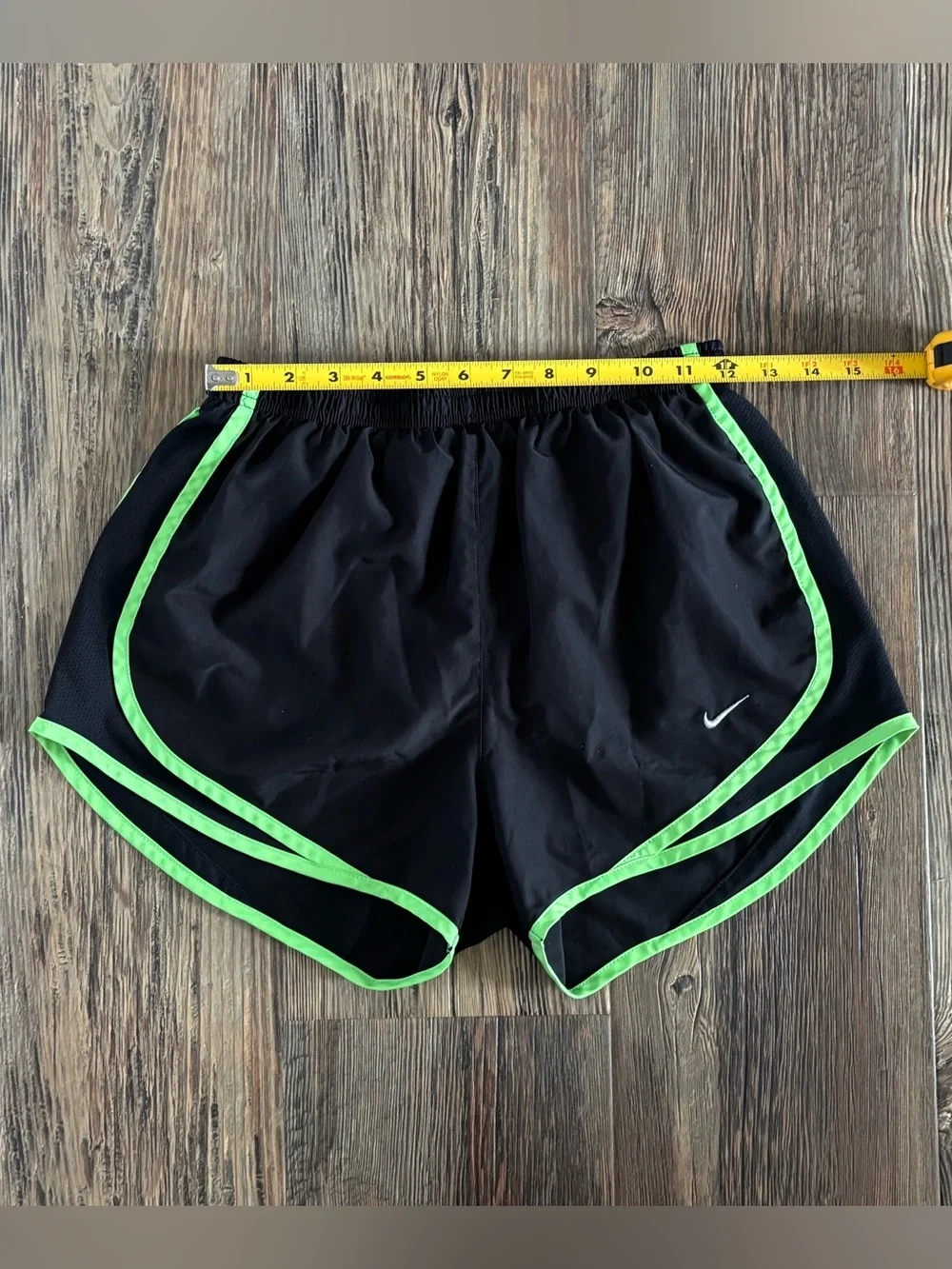 Nike Dri-Fit Athletic Shorts Womens S Black Neon Green Lined Running Gym Workout